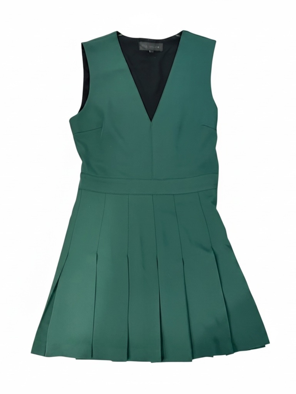 NWT Zara V-Neck Pleated Mini Dress - Forest Green